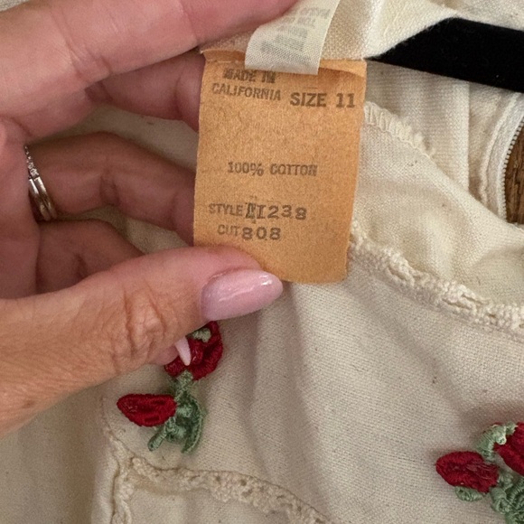 Cream Maxi Dress with Red Rose Embroidery - Picture 4 of 9